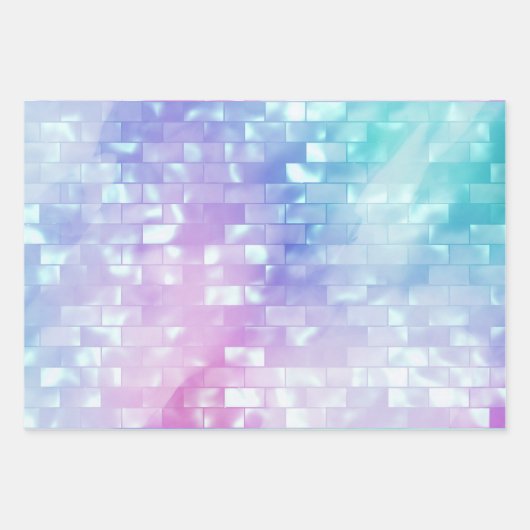 Feuille De Papier Cadeau Mère Iridescente perle brillant brillant girly (Devant)