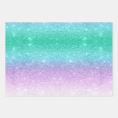 Feuille De Papier Cadeau Mermaid Ombre + Iridescente Rainbow Parties scinti (Devant 3)