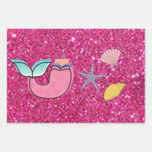 Feuille De Papier Cadeau Mermaid Thème Anniversaire Bash