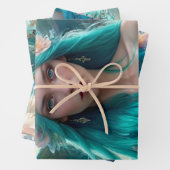 Feuille De Papier Cadeau Mermaid Trio Decoupage Gift Wrap (En situation)