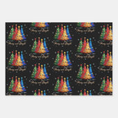 Feuille De Papier Cadeau Merry and Bright Trees Christmas Holiday Gift Cute (Devant)