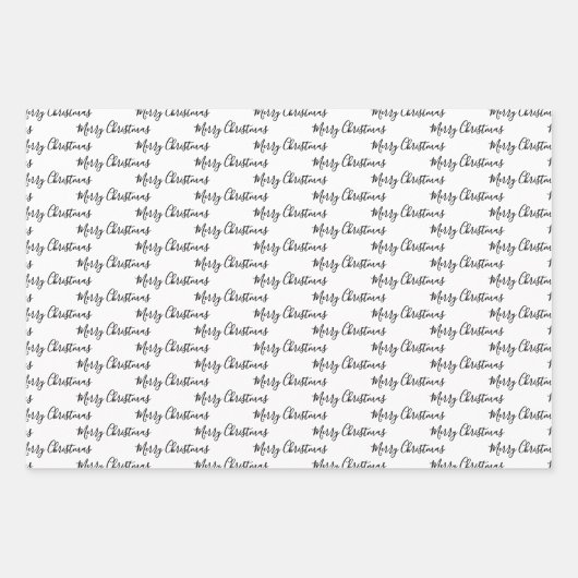 Feuille De Papier Cadeau Merry Christmas Handwriting White Black Red (Devant)