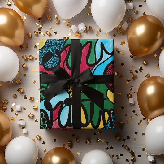 FEUILLE DE PAPIER CADEAU MERRY NOËL NEUROGRAPHIQUE & NOIR LIGNE