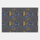 Feuille De Papier Cadeau Métal Moulé or et argent bleu (Devant)