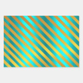 Feuille De Papier Cadeau Métallurgique et Noël Aqua (Devant 3)