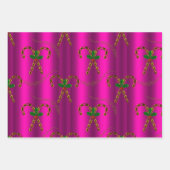 Feuille De Papier Cadeau Métallurgique et Noël rose (Devant)