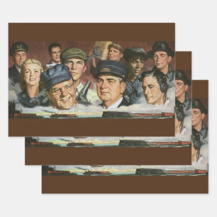 Feuille De Papier Cadeau Métiers commerciaux, patriotisme vintage patriotiq