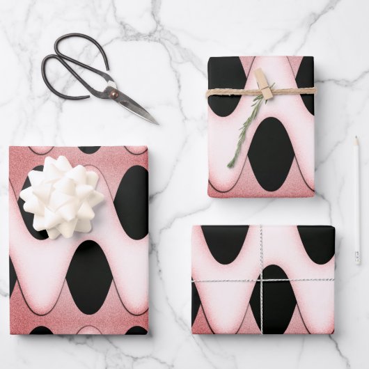 Feuille De Papier Cadeau Métissant des vagues rose orientale (Recto)