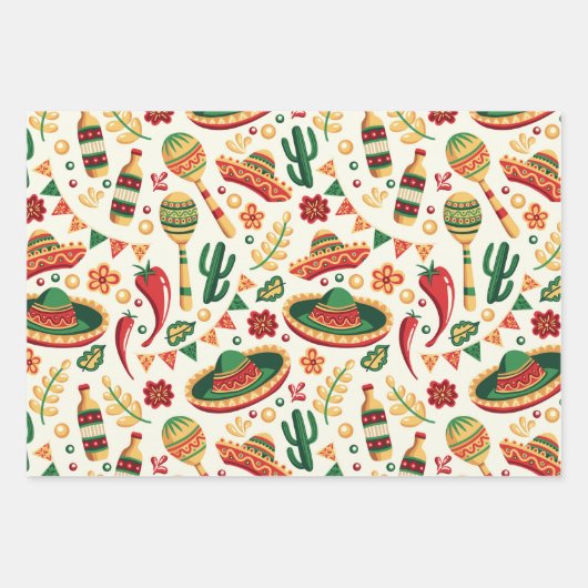 Feuille De Papier Cadeau Mexican Cinco De Mayo Pattern  (Devant)
