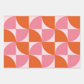 Feuille De Papier Cadeau Mi-siècle Abstrait Orange et Motif rose (Devant 2)