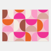 Feuille De Papier Cadeau Mi-siècle Moderne Abstrait Motif rose orange (Devant)