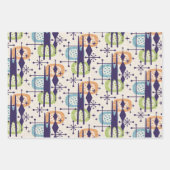 Feuille De Papier Cadeau Mi-siècle moderne âge atomique Motif Abstrait (Devant 3)