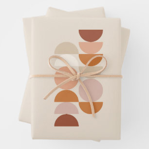 Feuille De Papier Cadeau Mi-siècle moderne géométrique Neutre Beige