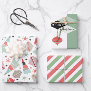 Feuille De Papier Cadeau Mi-siècle moderne Joyeux Noël