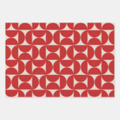 Feuille De Papier Cadeau Mi-siècle moderne Motif Abstrait Rouge (Devant 3)
