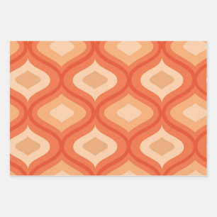 Feuille De Papier Cadeau Mi-siècle moderne orange et beige