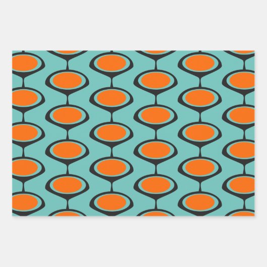 Feuille De Papier Cadeau Mi-siècle Moderne Print COULEUR PERSONNALISÉE  (Devant)