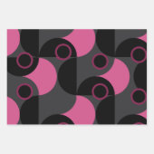 Feuille De Papier Cadeau Mi-siècle moderne rose noir et gris (Devant 2)