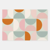 Feuille De Papier Cadeau Mi-siècle moderne Sage Vert Blush Orange Motif (Devant)