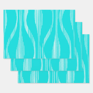 Feuille De Papier Cadeau Mi-siècle Moderne Salon Motif Turquoise