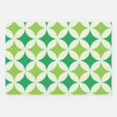 Feuille De Papier Cadeau Mi-siècle moderne White Green Starburbs Cercles (Devant 2)