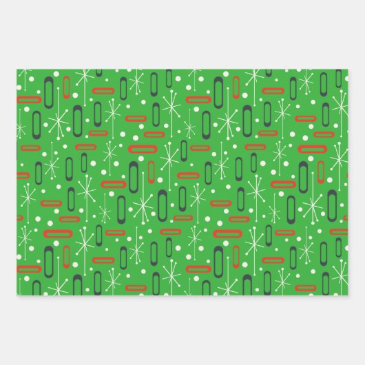 Feuille De Papier Cadeau Mi-siècle Noël (Devant 2)