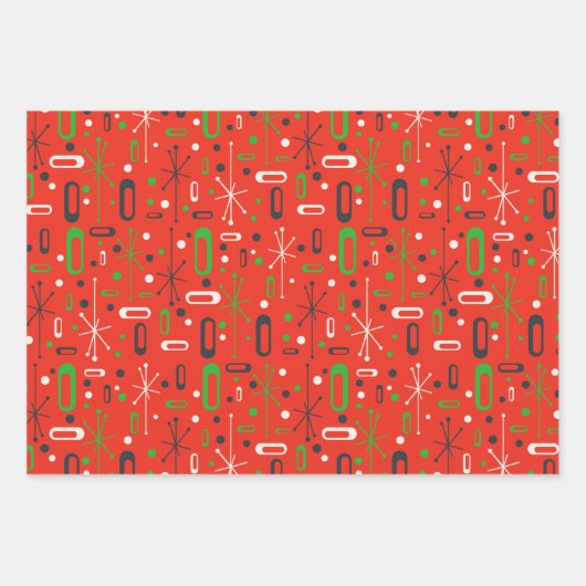 Feuille De Papier Cadeau Mi-siècle Noël (Devant 3)