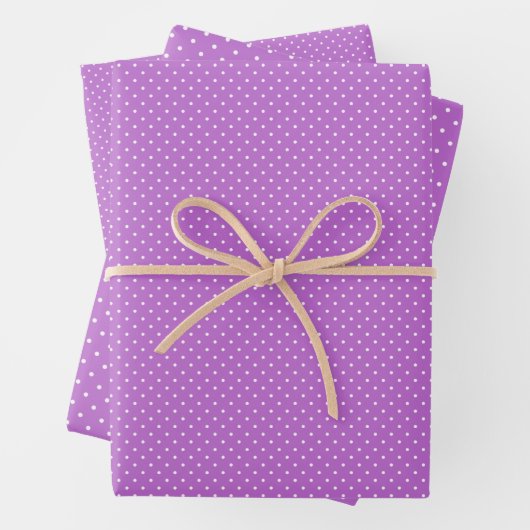 Feuille De Papier Cadeau Micro pois blanc - Orchidée violet (En situation)