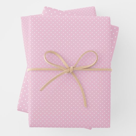 Feuille De Papier Cadeau Micro pois blanc - Rose clair (En situation)