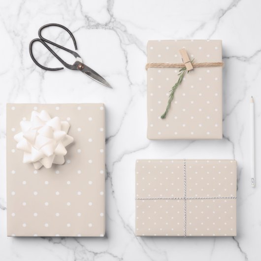 Feuille De Papier Cadeau Micro pois de printemps | Lin doux (Recto)