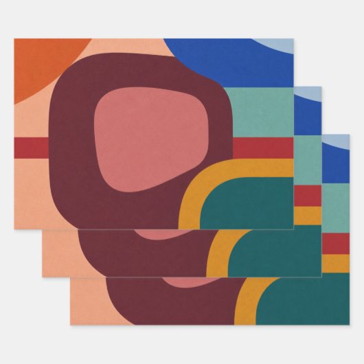 Feuille De Papier Cadeau Mid-Century Modern Abstract Geometric Pattern (Lot)