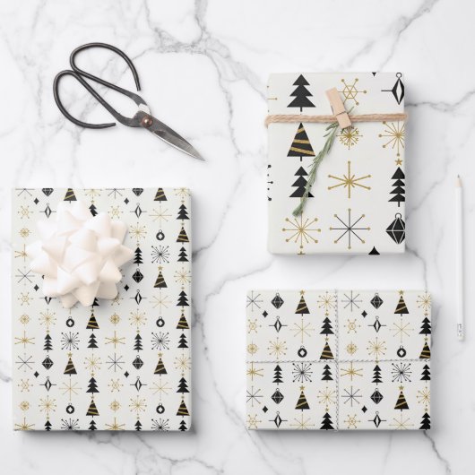 Feuille De Papier Cadeau Mid Century Modern Christmas Icons (Recto)