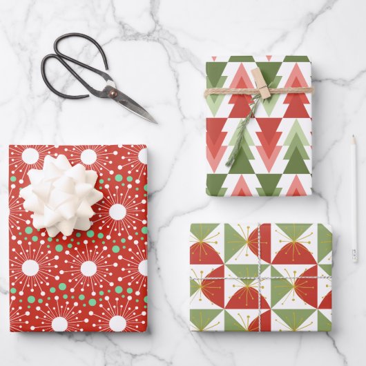 Feuille De Papier Cadeau Mid-Century Modern Retro Holiday (Recto)