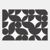 Feuille De Papier Cadeau Mid Century Moderne Abstrait 26 Noir et blanc (Devant)