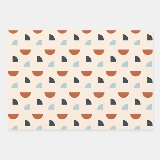 Feuille De Papier Cadeau Mid Century Moderne Abstrait brun bleu Motif (Devant 3)