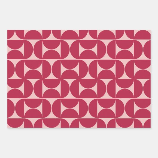 Feuille De Papier Cadeau Mid-Century Moderne Motif Abstrait Magenta (Devant 3)