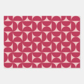 Feuille De Papier Cadeau Mid-Century Moderne Motif Abstrait Magenta (Devant 2)