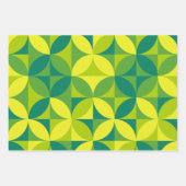 Feuille De Papier Cadeau Mid Century Moderne Motif Abstrait Vert & Jaune (Devant 3)