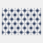 Feuille De Papier Cadeau Mid Century moderne Starburst Motif Marine (Devant 2)
