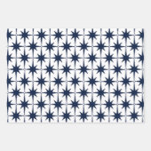Feuille De Papier Cadeau Mid Century moderne Starburst Motif Marine (Devant)