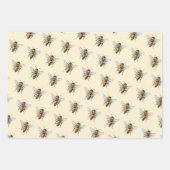 Feuille De Papier Cadeau Miel Abeille Motif Jaune Noir (Devant 2)