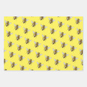 Feuille De Papier Cadeau Miel Abeille Motif Jaune Noir (Devant)