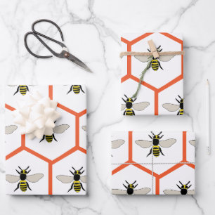 Feuille De Papier Cadeau Miel Bee Honeycomb Baby shower Anniversaire
