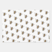 Feuille De Papier Cadeau Miel Bee Motif Jaune Beige Blanc (Devant 3)