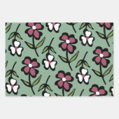 Feuille De Papier Cadeau mignon fleurs blanches roses motif (Devant 3)