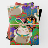 Feuille De Papier Cadeau mignon maneki neko (En situation)