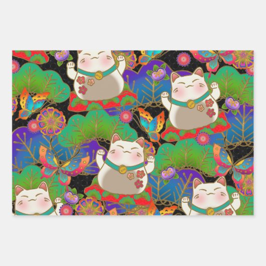 Feuille De Papier Cadeau mignon maneki neko (Devant)