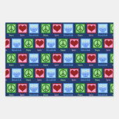 Feuille De Papier Cadeau Mignon Peace Love Hanoukka Motif Bleu foncé (Devant)
