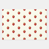 Feuille De Papier Cadeau Mignon rose à la fraise rose blanc crème  (Devant 3)