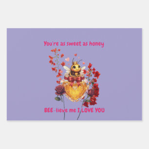 Feuille De Papier Cadeau Mignonne abeille, crois-moi je t'aime